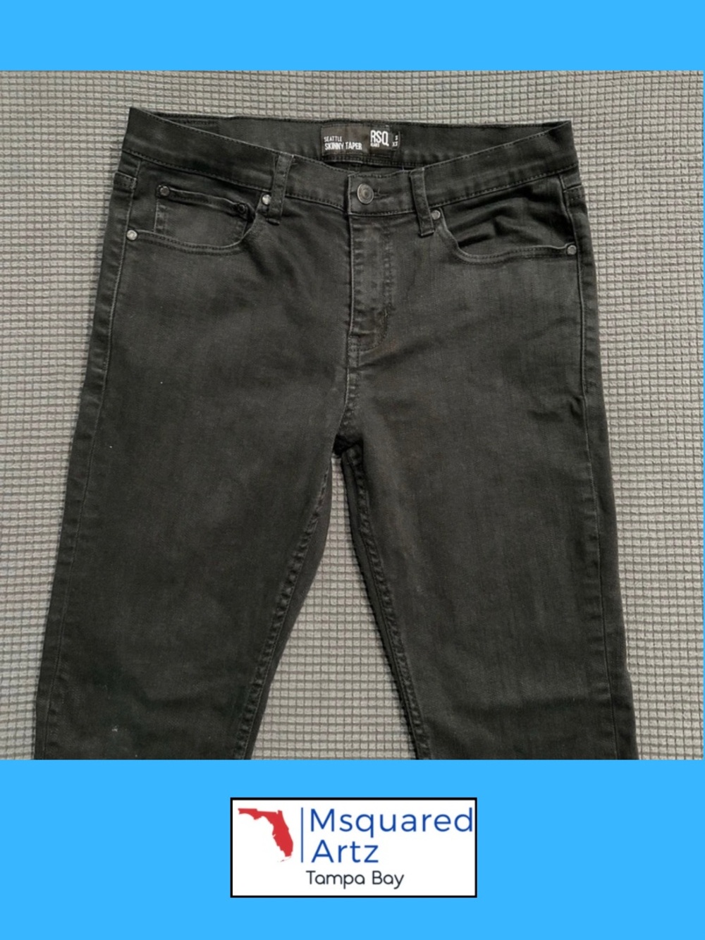 RSQ Seattle Skinny Taper Jeans Mens 32x32 Black Stretch Denim Casual Pants